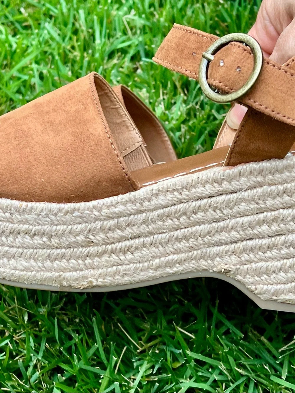 NWT Chunky Platform Wedge Espadrilles Tan brown Morgan 7.5 retro 70’s chunky